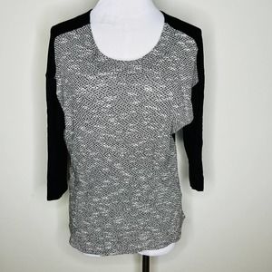 Kut From The Kloth Top MEDIUM Dolman Mixed Media Jersey Knit Scoop Neck Black